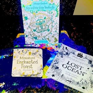 3 NEW Johanna Basford 🦋 🧚‍♀️ COLORING BOOK Titles: 2 Full Size + 1 Miniature